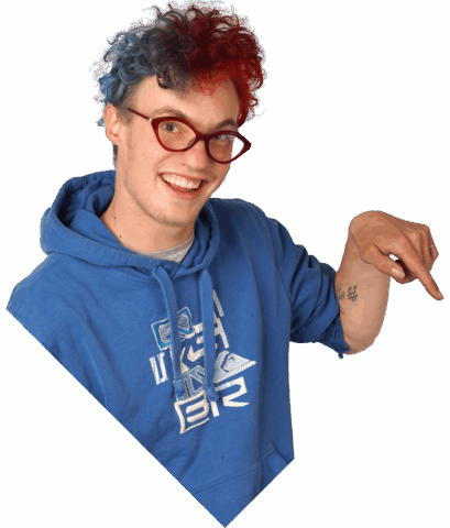 Student die wijst naar een werkstuk