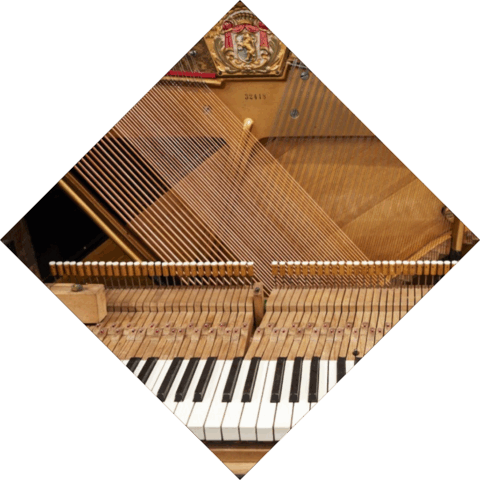 Zoom in op het binnenwerk van een piano